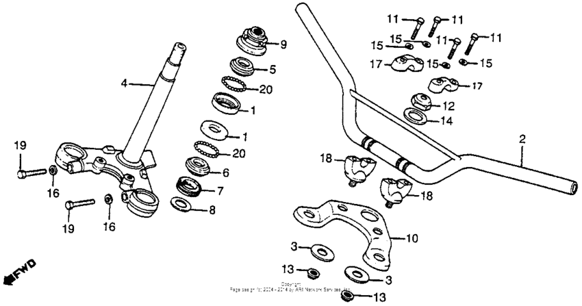 Handlebar + top bridge + steering stem 79-82