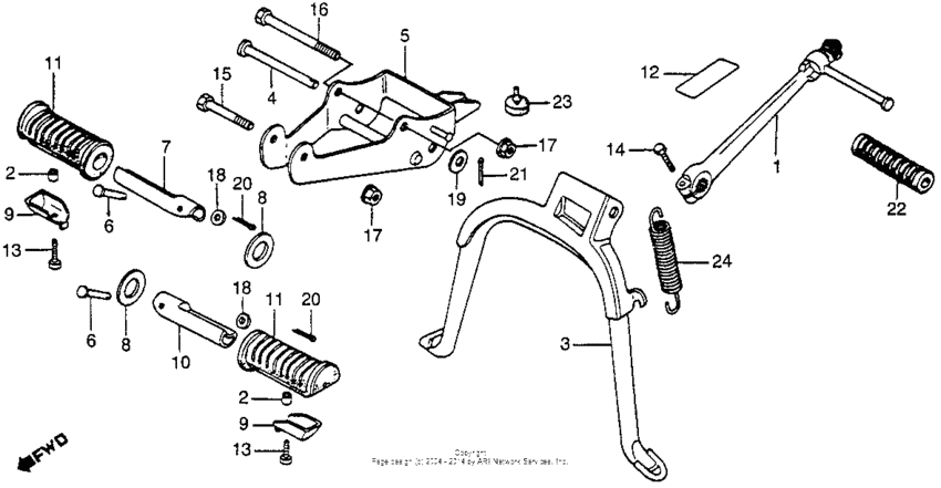 Stand + step kick starter arm + rear