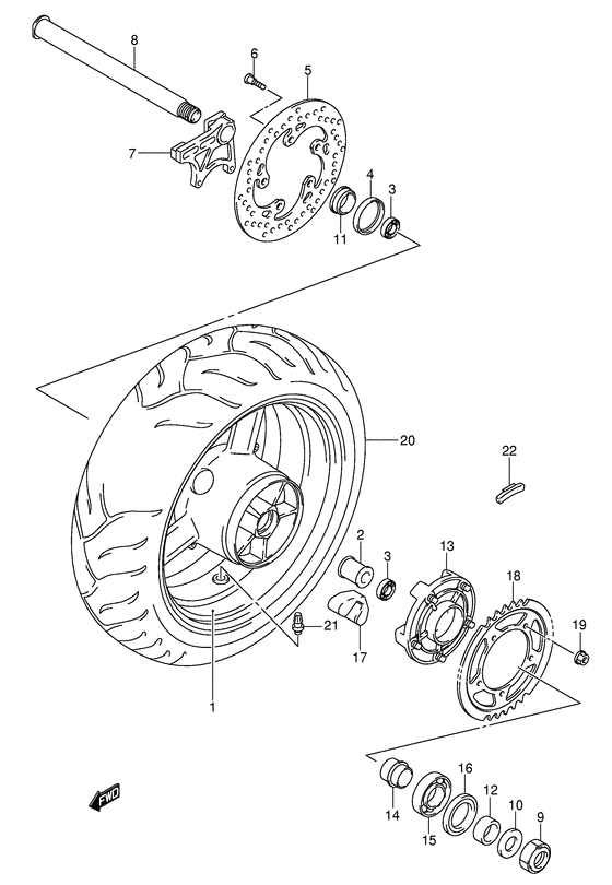 Rear wheel complete assy