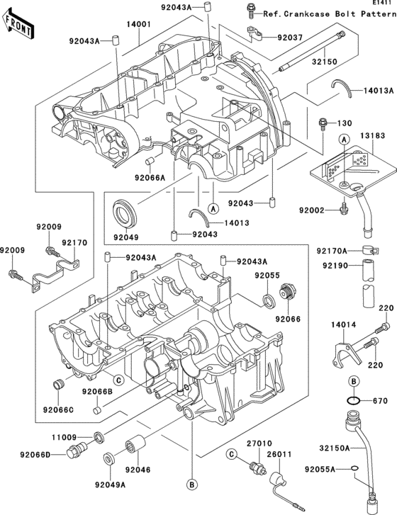 ZX600 Картер двигателя