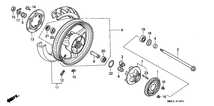Rear wheel complete assy