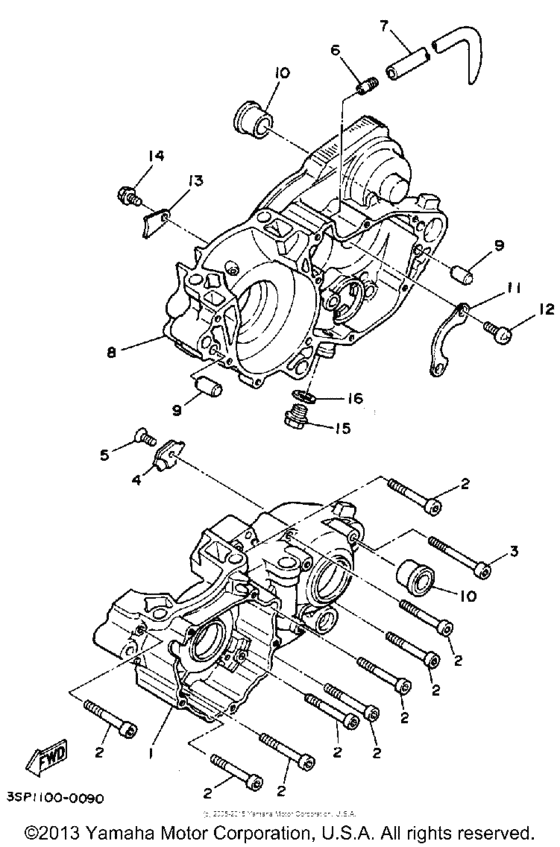 WR250ZD Картер двигателя