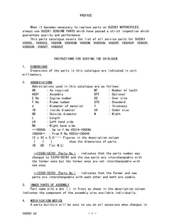 VX800 Catalog preface