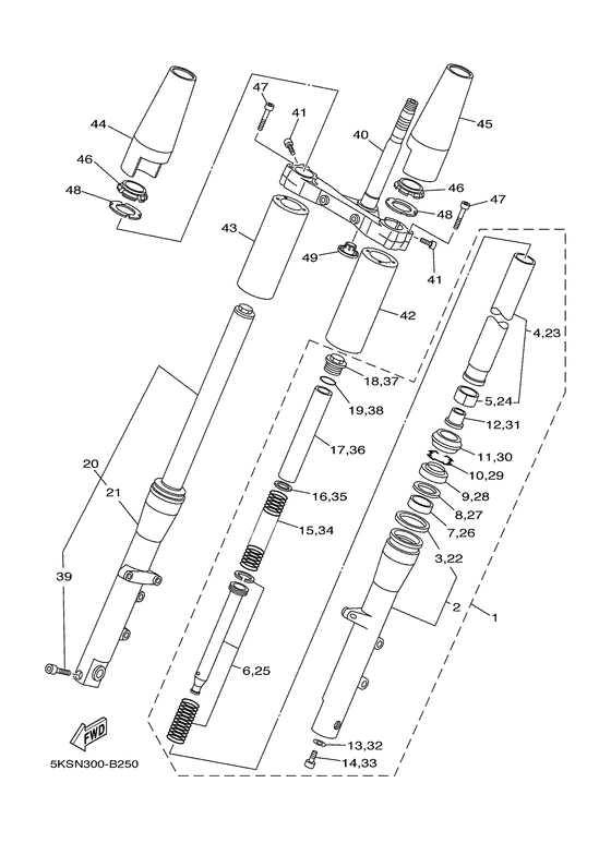 XVS1100A Передняя вилка