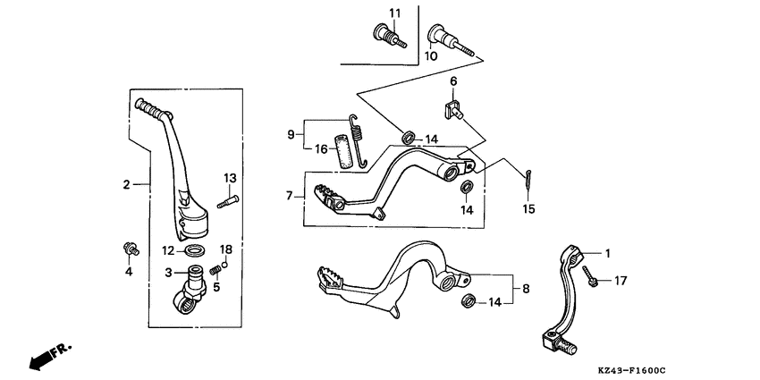 Pedal/kick starter arm