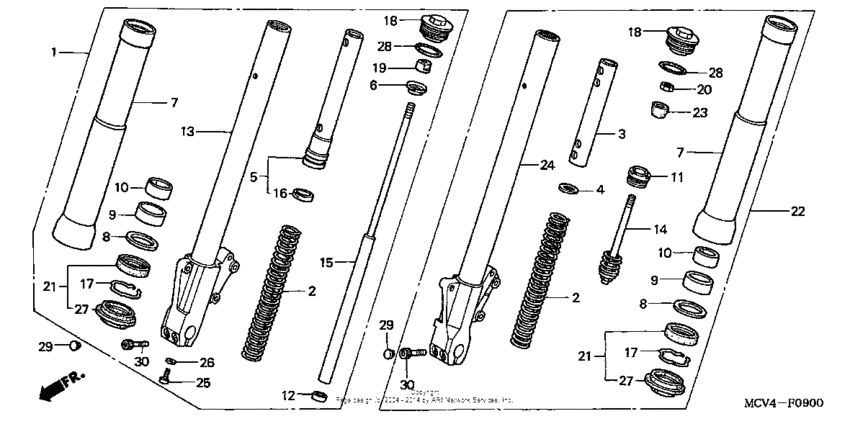 VTX1800R Передняя вилка