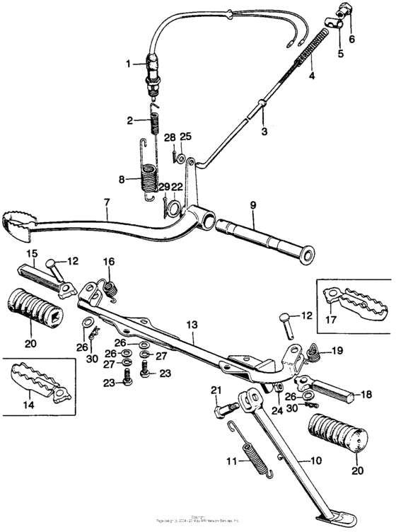 Step bar + side stand + brakepedal
