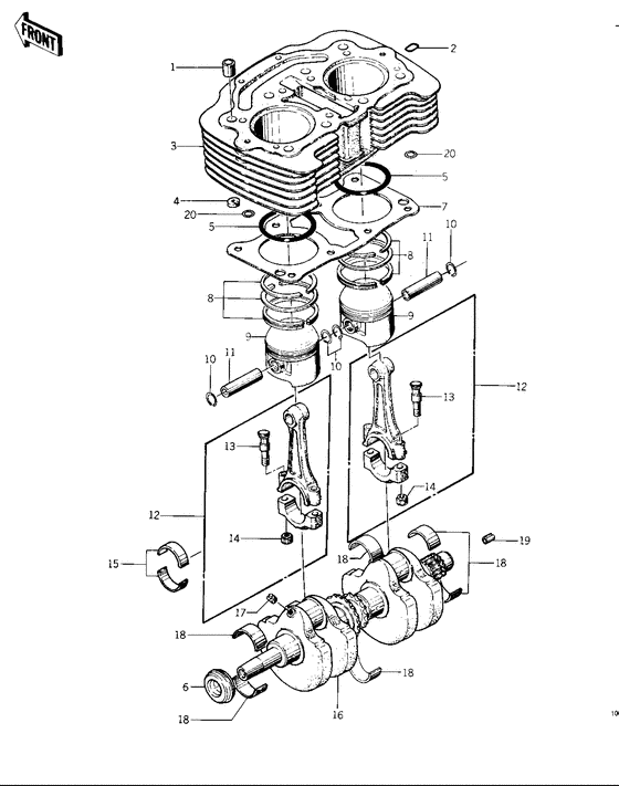 Cylinder/pistons/crankshaft