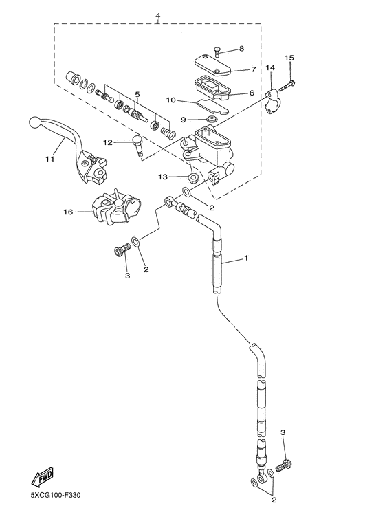 YZ125Y Главный тормозной цилиндр