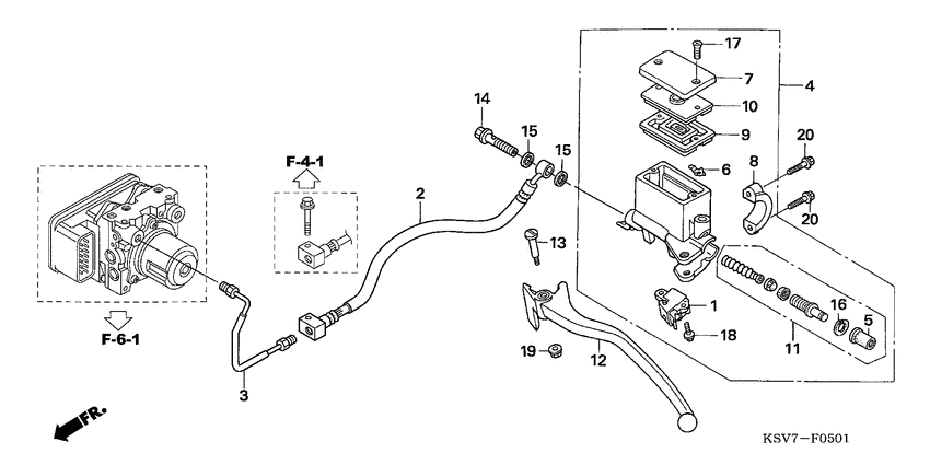Rr. brake master cylinder