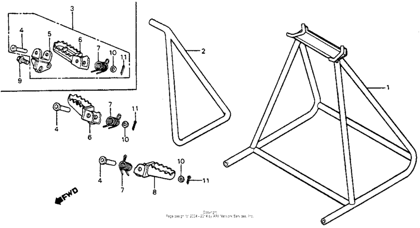 Main stand + side stand + footpegs