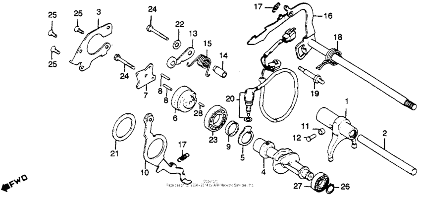 Cm450a gearshift drum + gearshift arm