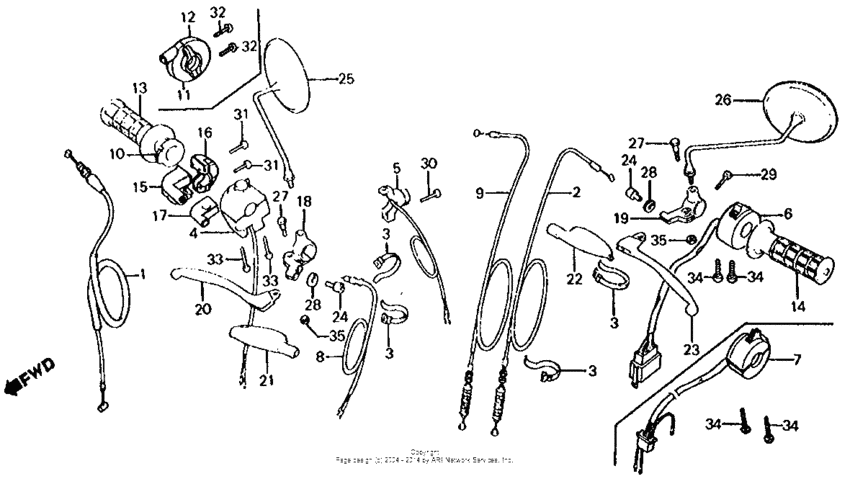 Control levers + switch + cable