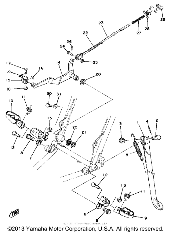 Stand-footrest-brake pedal