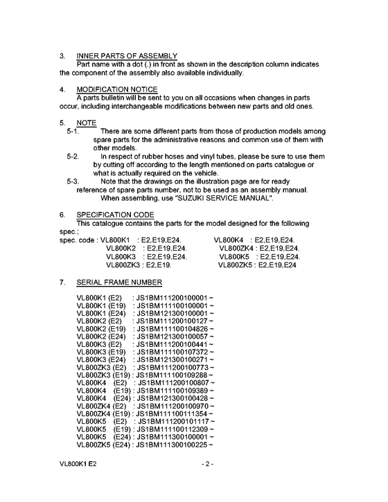 VL800 Catalog preface