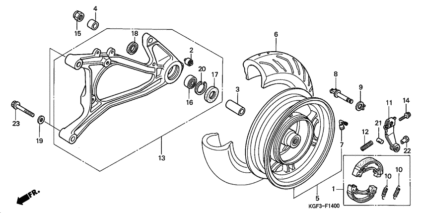 Rear wheel/swingarm