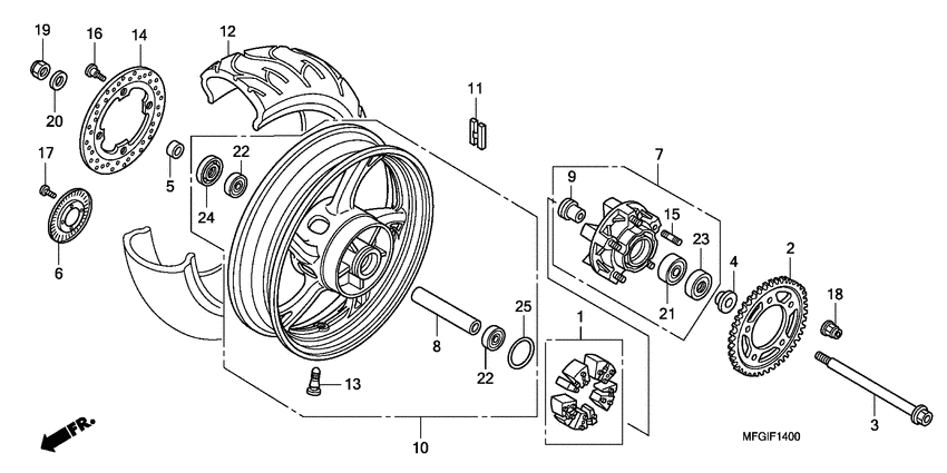 Rear wheel complete assy