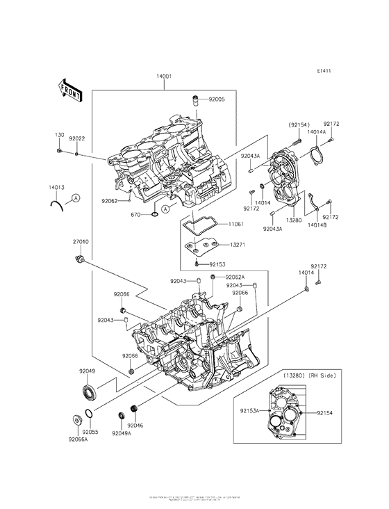 ZX636 Картер двигателя