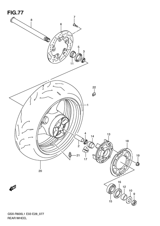 Rear wheel complete assy