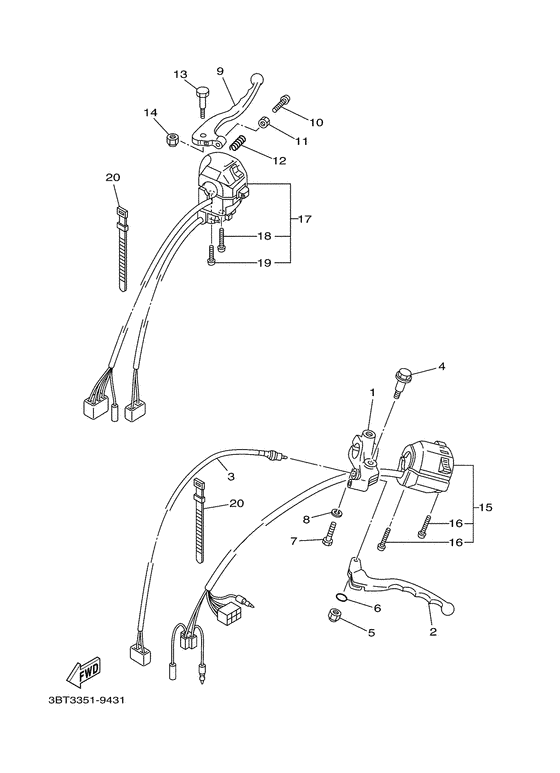 XV535 Handle switch. lever