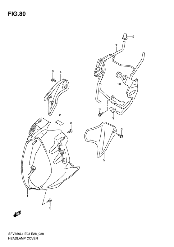SFV650 Headlamp cover  front fender
