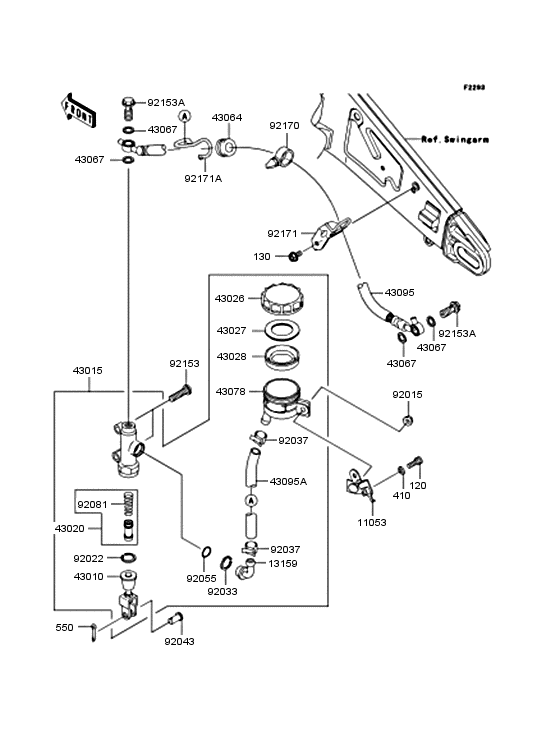 ZX1000 Задний торм цилиндр