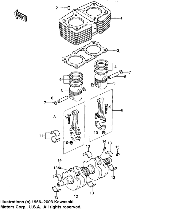 Cylinder/pistons/crankshaft