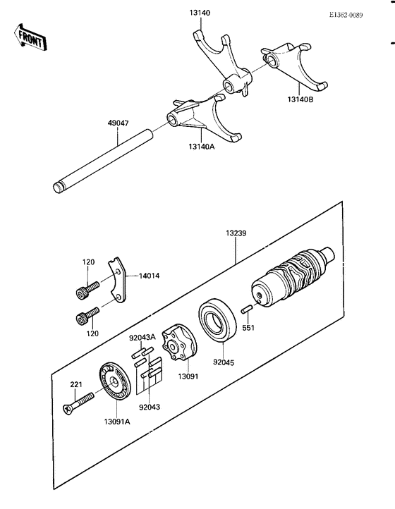 ZX900 Gear change drum & forks