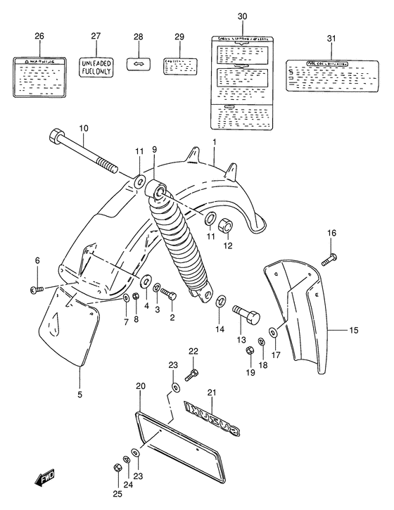 Rear fender - label