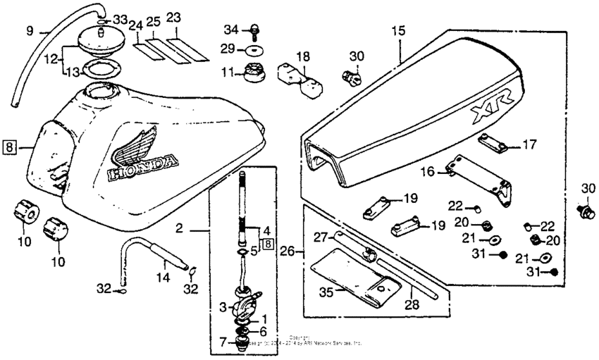Tool kit + fuel tank + seat 83-84