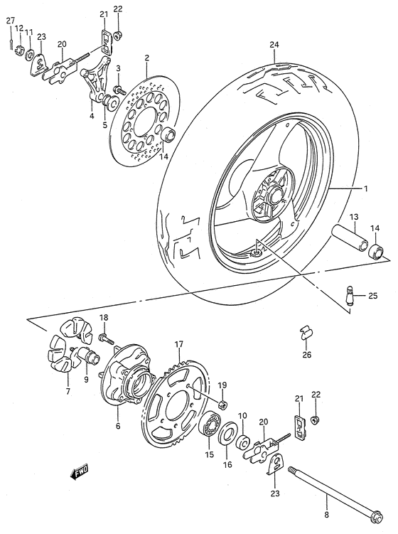 Rear wheel complete assy