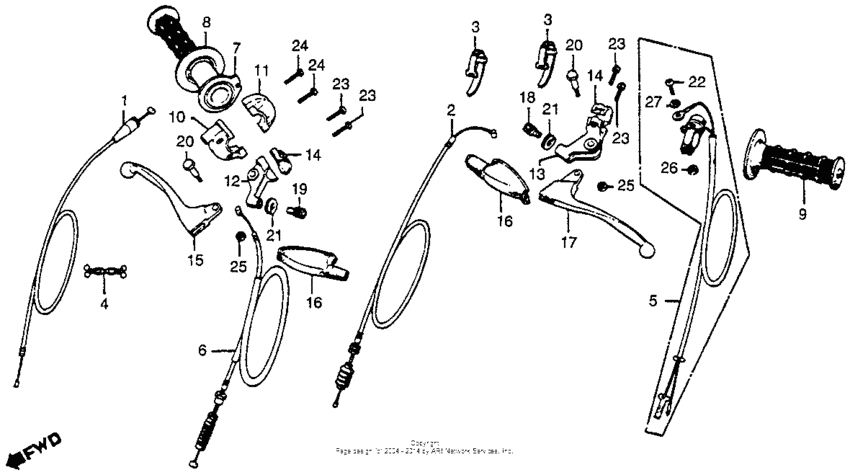 Handle lever + switches + cables