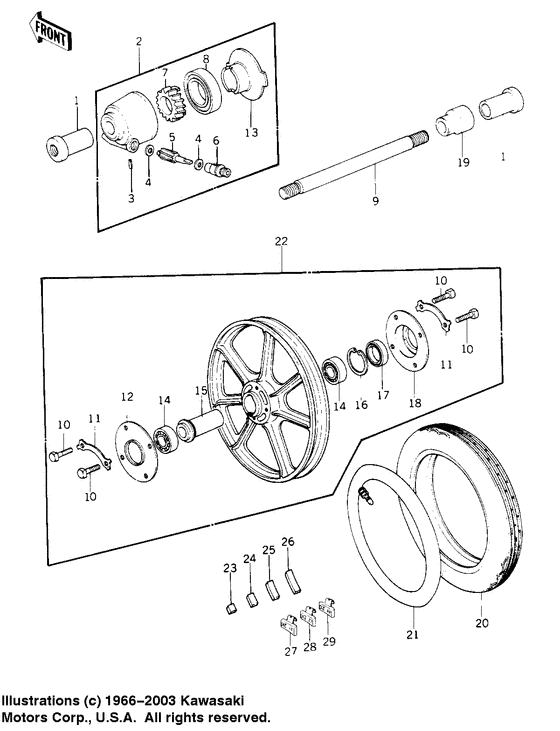 Front wheel/tire/hub
