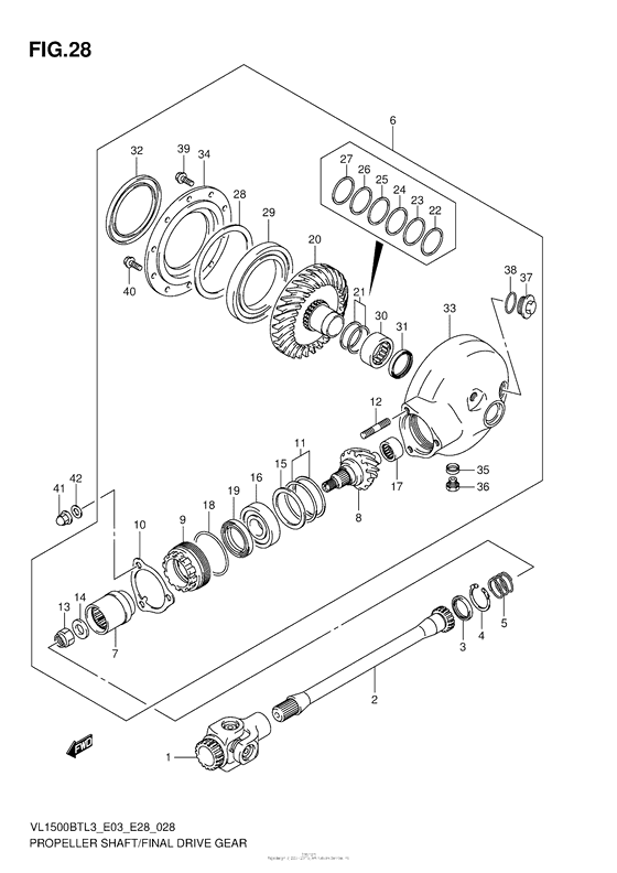VL1500BT Propeller Shaft / final Drive Gear
