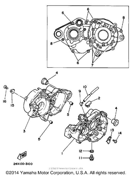 YZ125K Картер двигателя