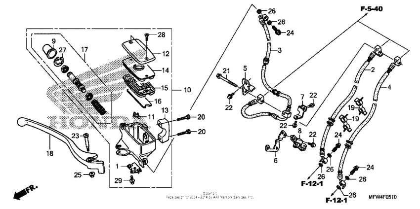 Front brake master cylinder (vt1300csa)
