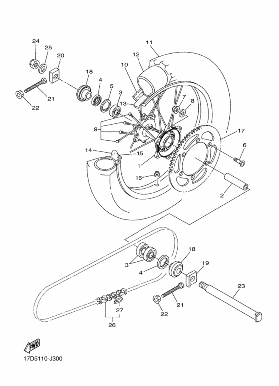 Rear wheel complete assy