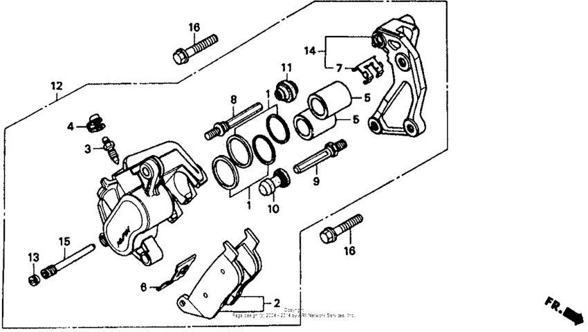 VT1100C Front brake caliper 94