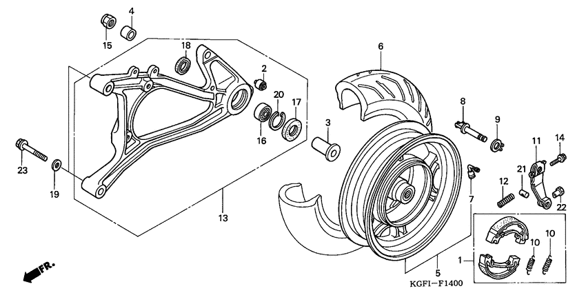 Rear wheel/swingarm