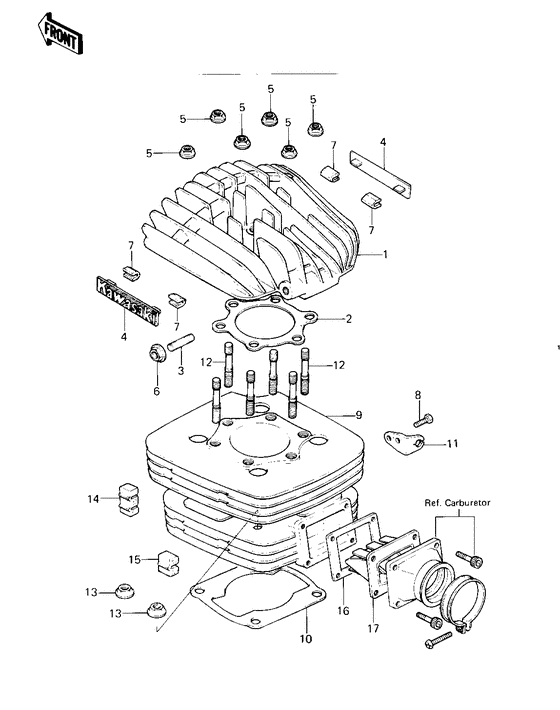 Cylinder head/cylinder/reed valve