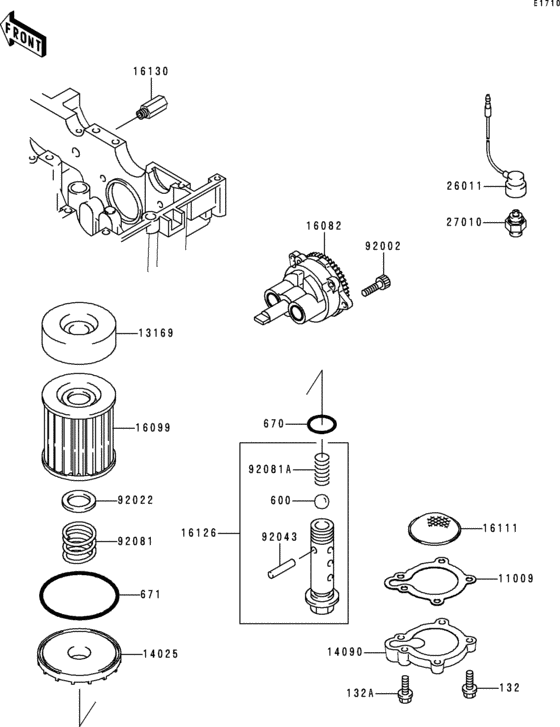 EX250 Масляный насос и фильтр