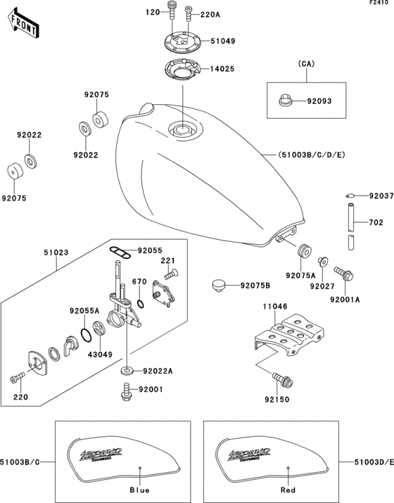 Fuel tank(1/2)(zr550-b1/b2)