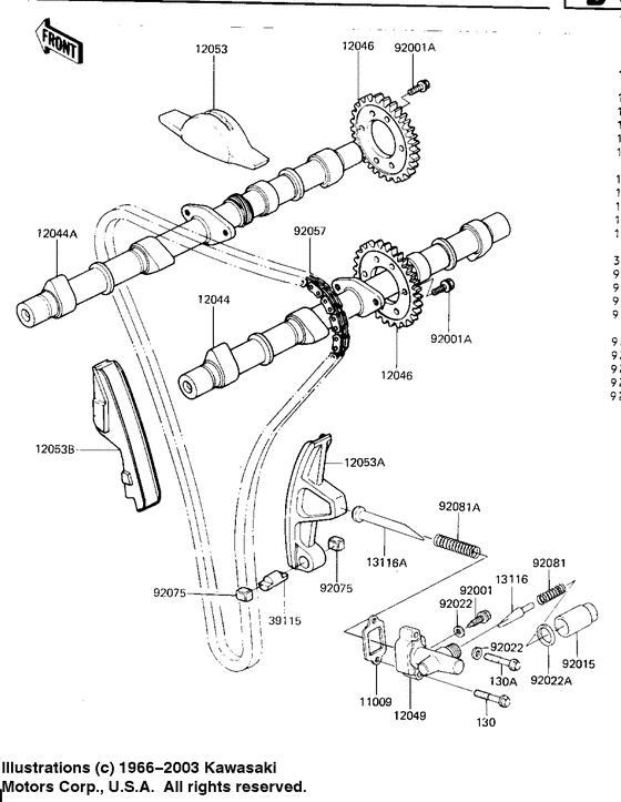 Camshaft/chain/tensioner