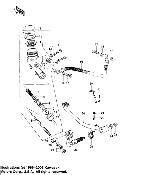 Rear master cylinder/brake pedal