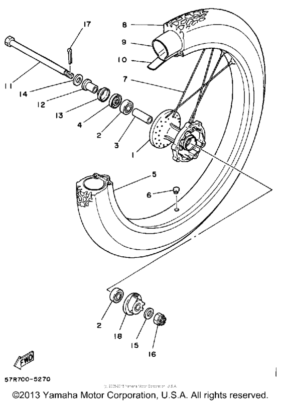 XT350SC (CA ED.) Переднее колесо