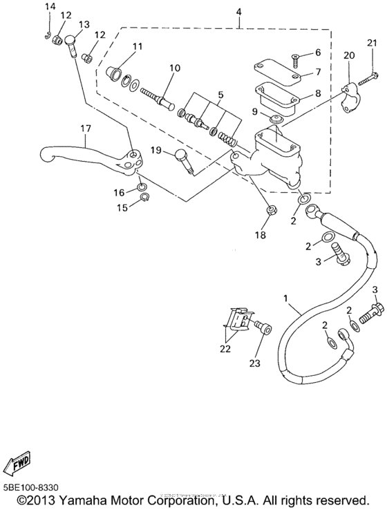 WR400FL Главный тормозной цилиндр