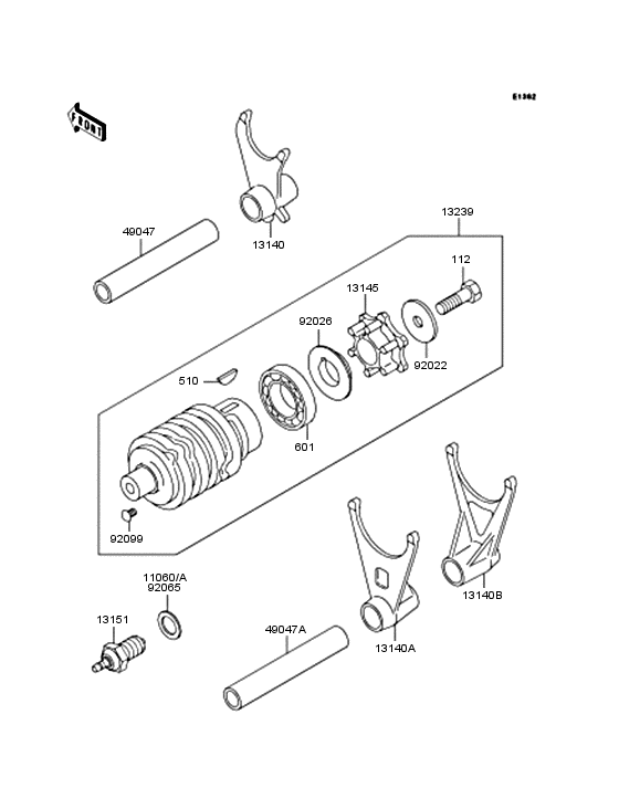 Gear change drum & forks
