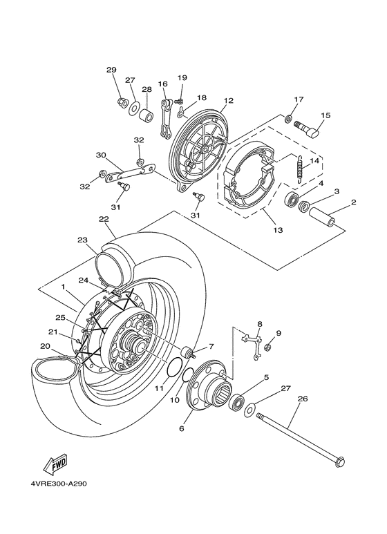 XVS650 Переднее колесо