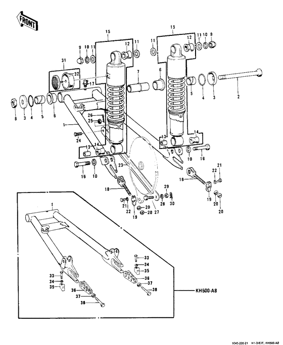 Swing arm/shock absorbers