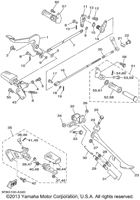XVS650 Подножки